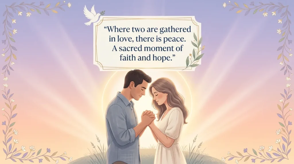 Couple praying together depicts heartfelt anniversary blessings and prayers beautifully.