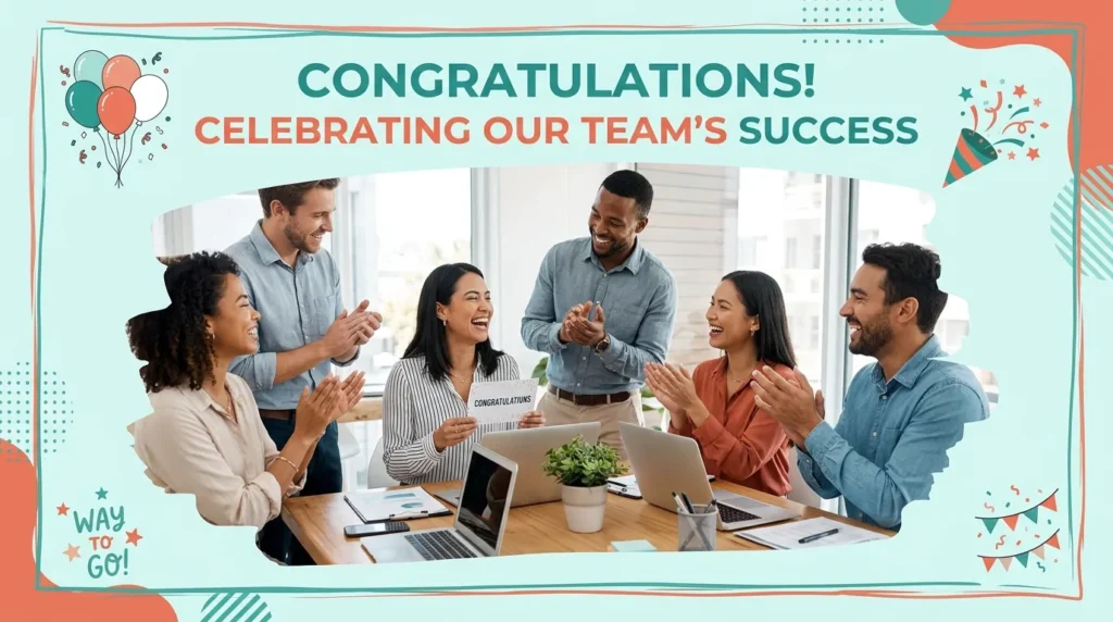 Coworkers celebrating together illustrating anniversary greetings for coworkers design