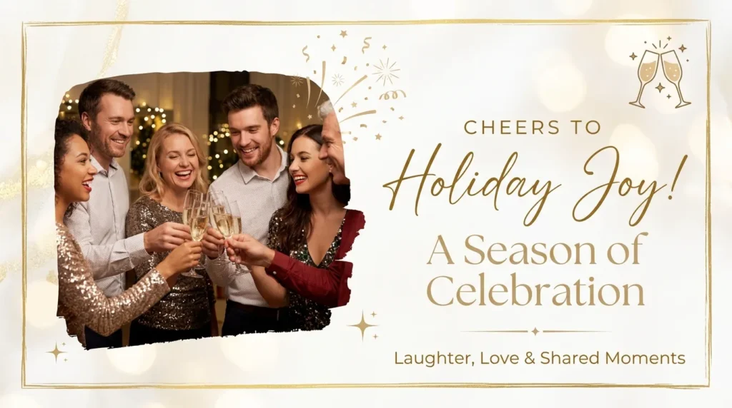 Group raising glasses together for anniversary toast greetings for a celebration