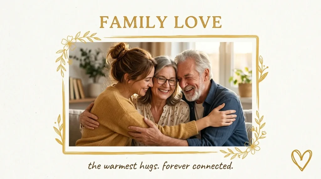 Family embracing tenderly illustrating heartfelt anniversary quotes for parents design