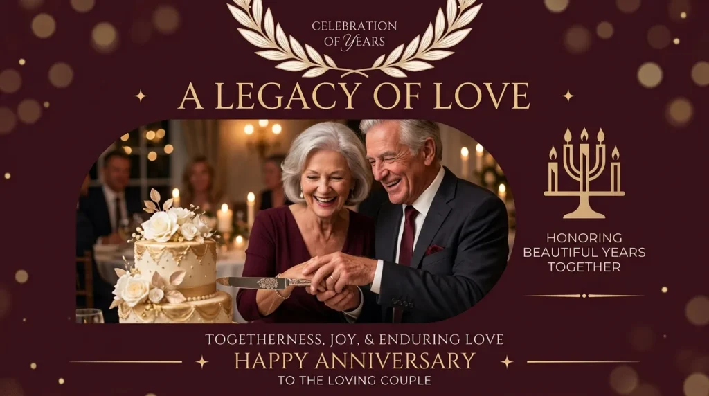 Couple cutting anniversary cake together to mark milestone anniversary status for whatsapp