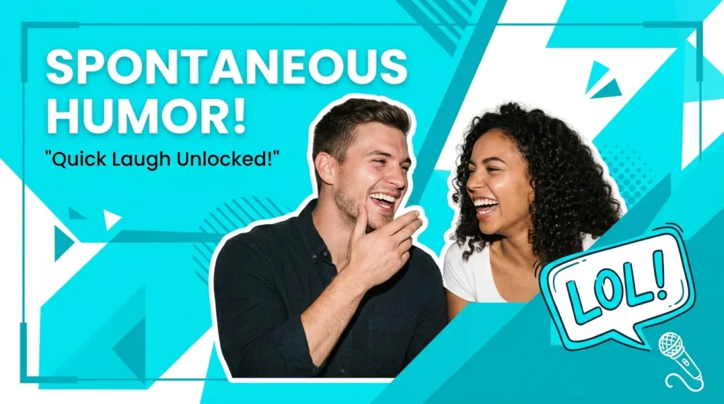 Couple joking with a mock microphone pose for one-liners for a quick laugh