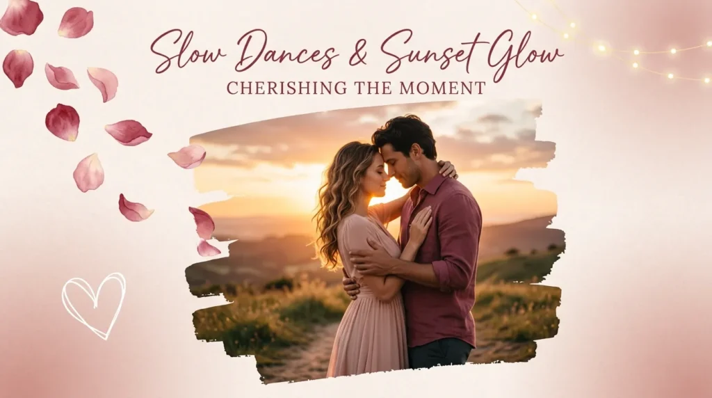 Couple slow dancing at sunset capturing romantic quotes for anniversary love images
