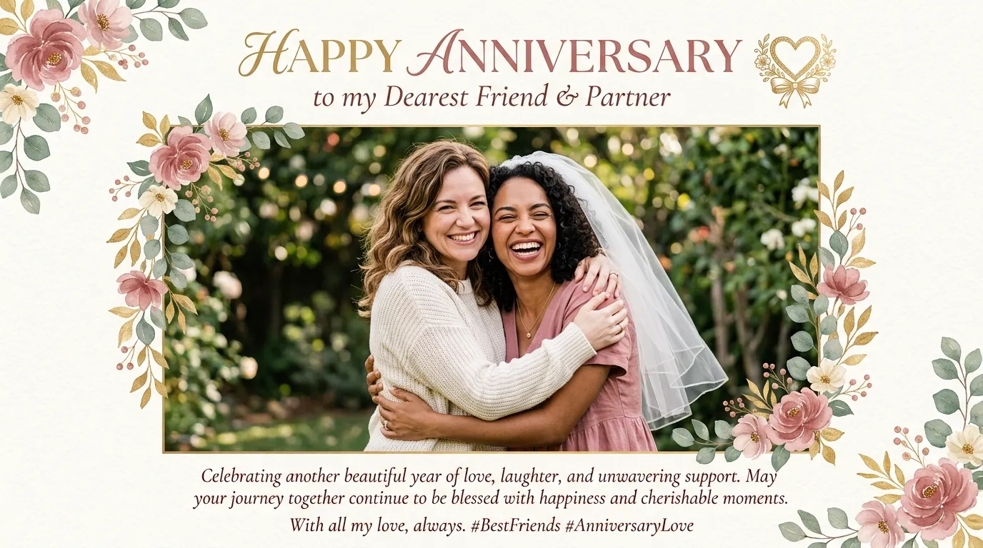Best friends embracing warmly for anniversary quotes for a best friend's marriage