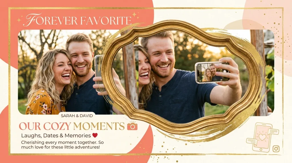 Couple taking a selfie for anniversary quotes for wife for Instagram and texts