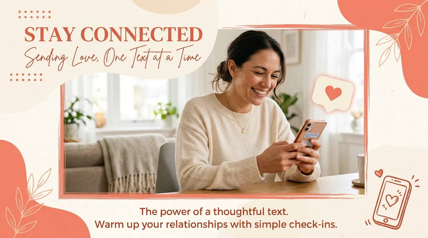 Wife texting warmly illustrating anniversary text messages for husband design layout