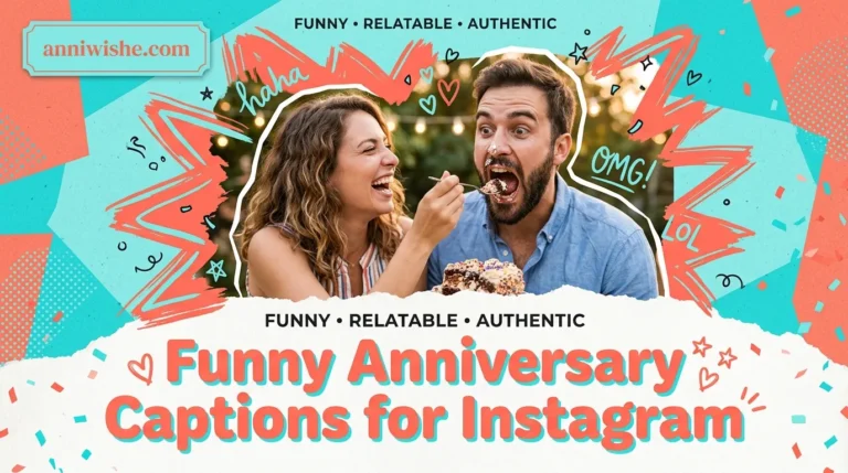 Couple sharing a playful laugh under bold Funny Anniversary Captions for Instagram styling