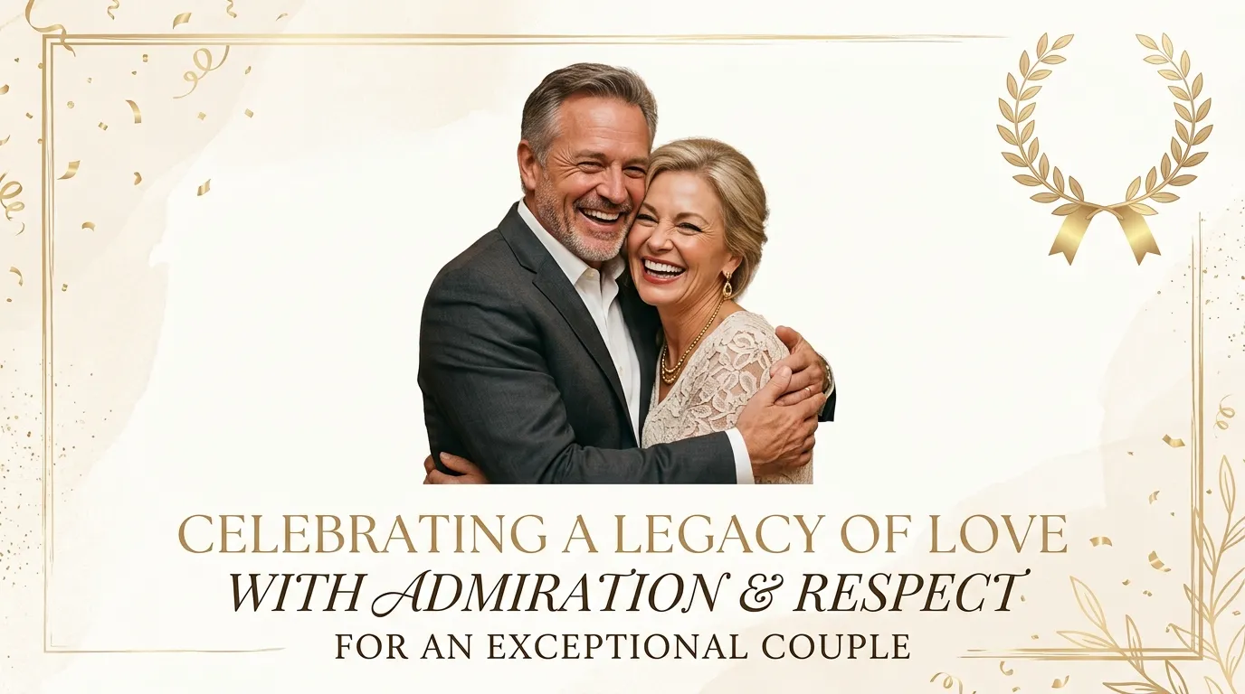 Elegant couple embracing representing wedding anniversary wishes for a couple you admire