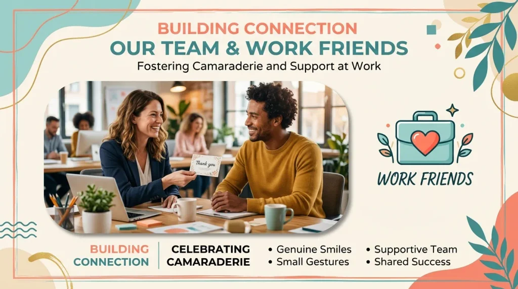 Coworkers exchanging a card for wedding anniversary wishes for work friends design