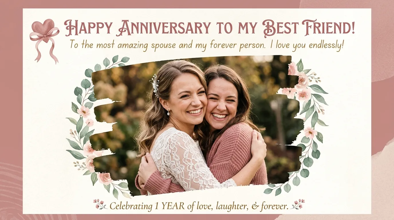 Best friends embracing warmly for wedding anniversary wishes for your best friend