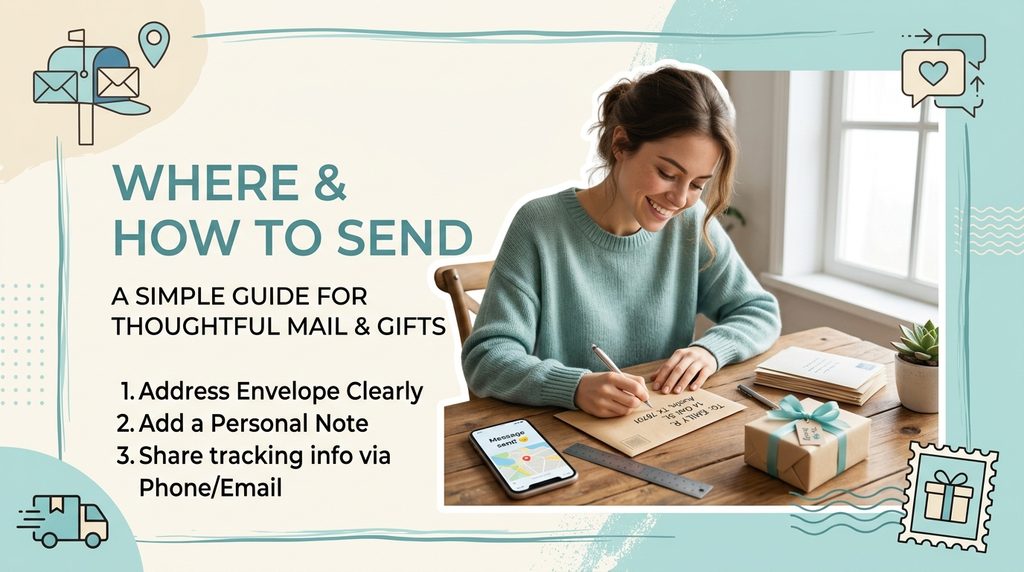 Friend addressing a card illustrating where and how to send your wedding anniversary wish